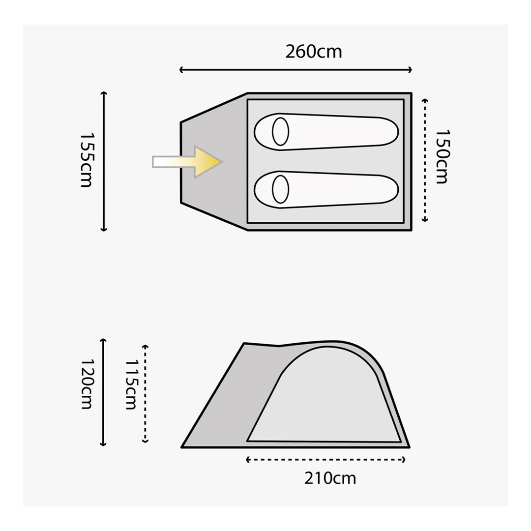 Buy Highlander Juniper 2 Man Dome Tent for sale UK | ThomasTouring.co.uk