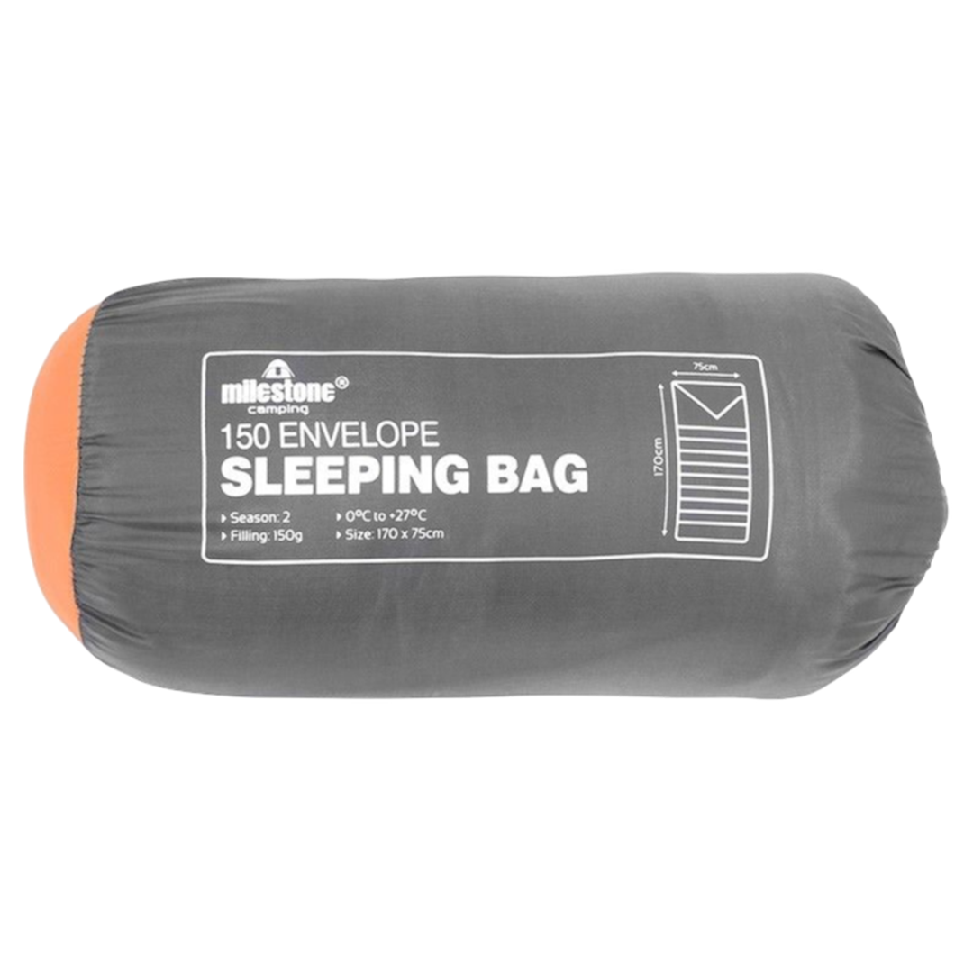 Milestone Camping Envelope Sleeping Bag 150g Single - 2 Seasons | ThomasTouring.co.uk