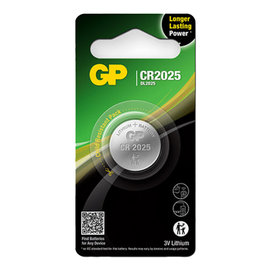 GP Lithium Coin Batteries CR2025 | ThomasTouring.co.uk