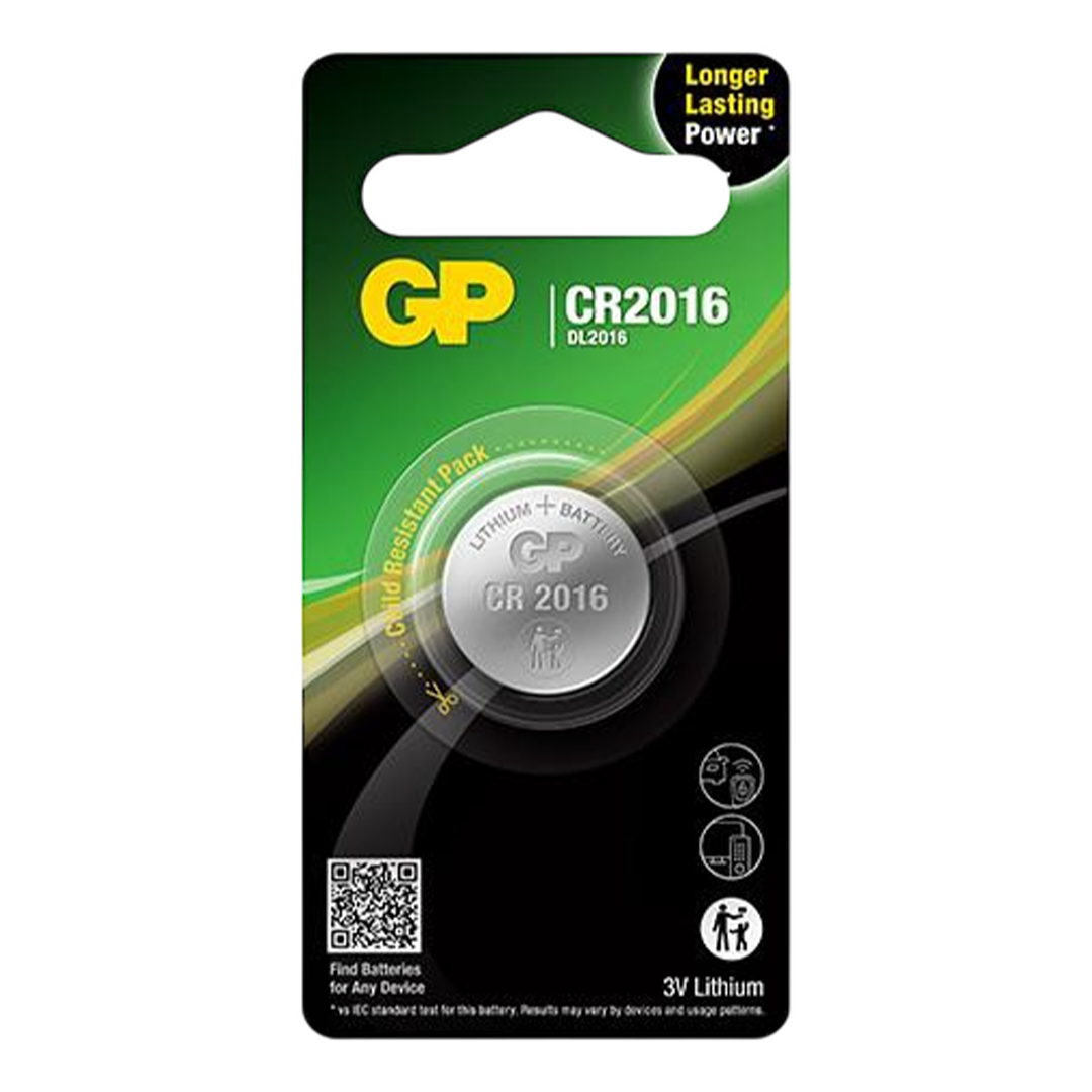 GP Lithium Coin Battery CR2016 | ThomasTouring.co.uk