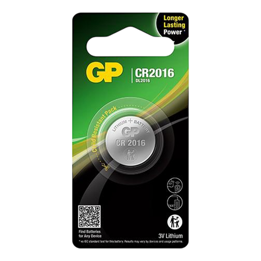 GP Lithium Coin Battery CR2016 | ThomasTouring.co.uk