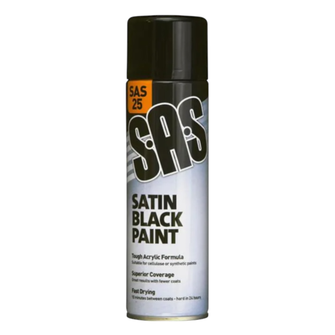 SAS Satin Black Paint 500ml | Satin Black Spray Paint | ThomasTouring.co.uk