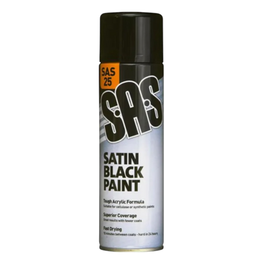 SAS Satin Black Paint 500ml | Satin Black Spray Paint | ThomasTouring.co.uk