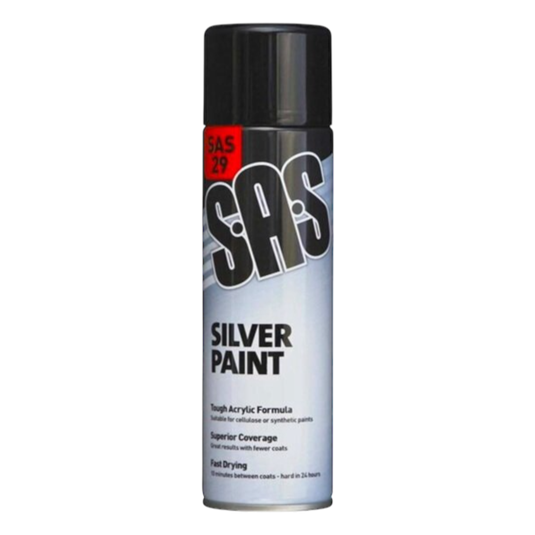 SAS Silver Spray Paint 500ml | ThomasTouring.co.uk