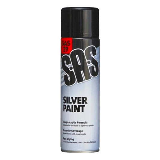 SAS Silver Spray Paint 500ml | ThomasTouring.co.uk