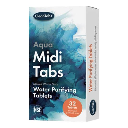 CleanTabs Aqua Midi Tabs - 32 Water Purifying Tablets for Safe Drinking Water in Caravans & Motorhomes