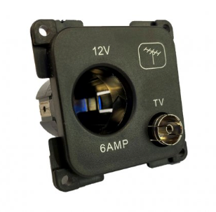 C-Line 12v & Tv Socket Black