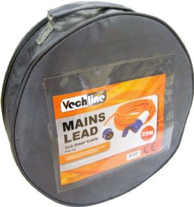 Vechline 25m Caravan Mains Lead with Zipped Carry Bag